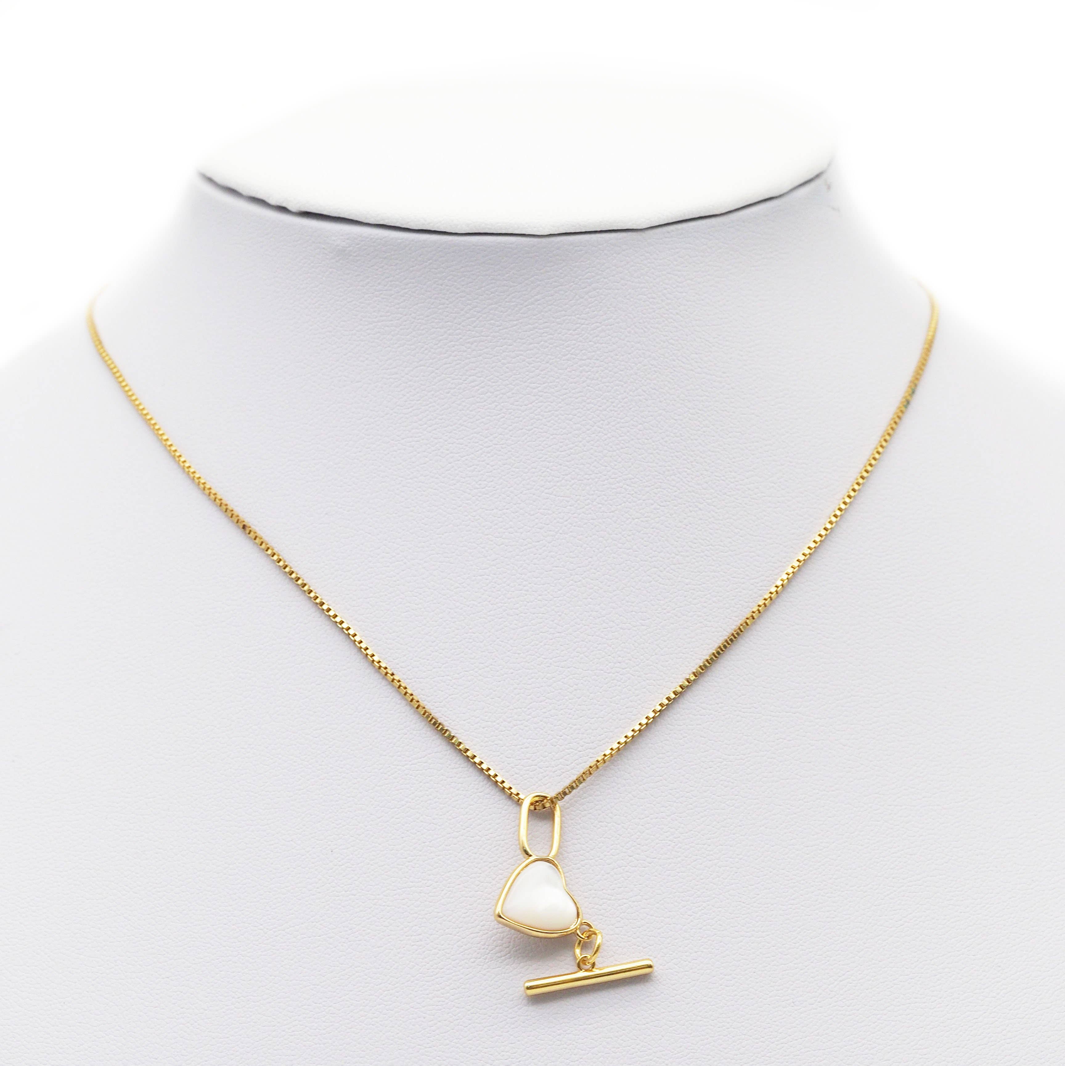 Gold Mother of Pearl Heart Toggle Clasps, Sku#ZX66