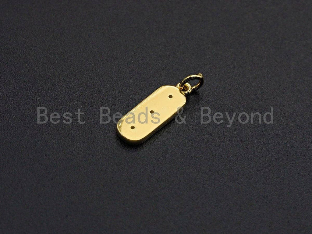 Clear CZ Micro Pave North Star On Flat Bar Tag Pendant Charm, Cubic Zirconia Charm, 6x17mm,sku#Z863