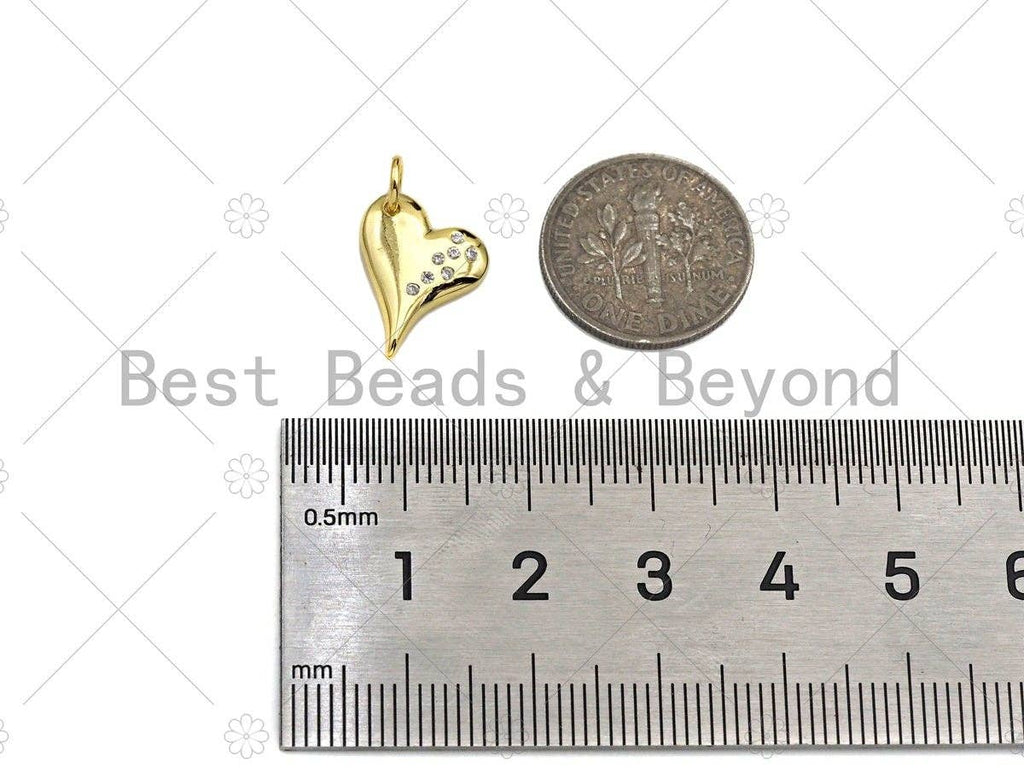 CZ Micro Pave Peach Heart Shape Pendant/Charm,18k Dainty Gold Charm, Necklace Bracelet Charm Pendant,11x15mm, Sku#LK235