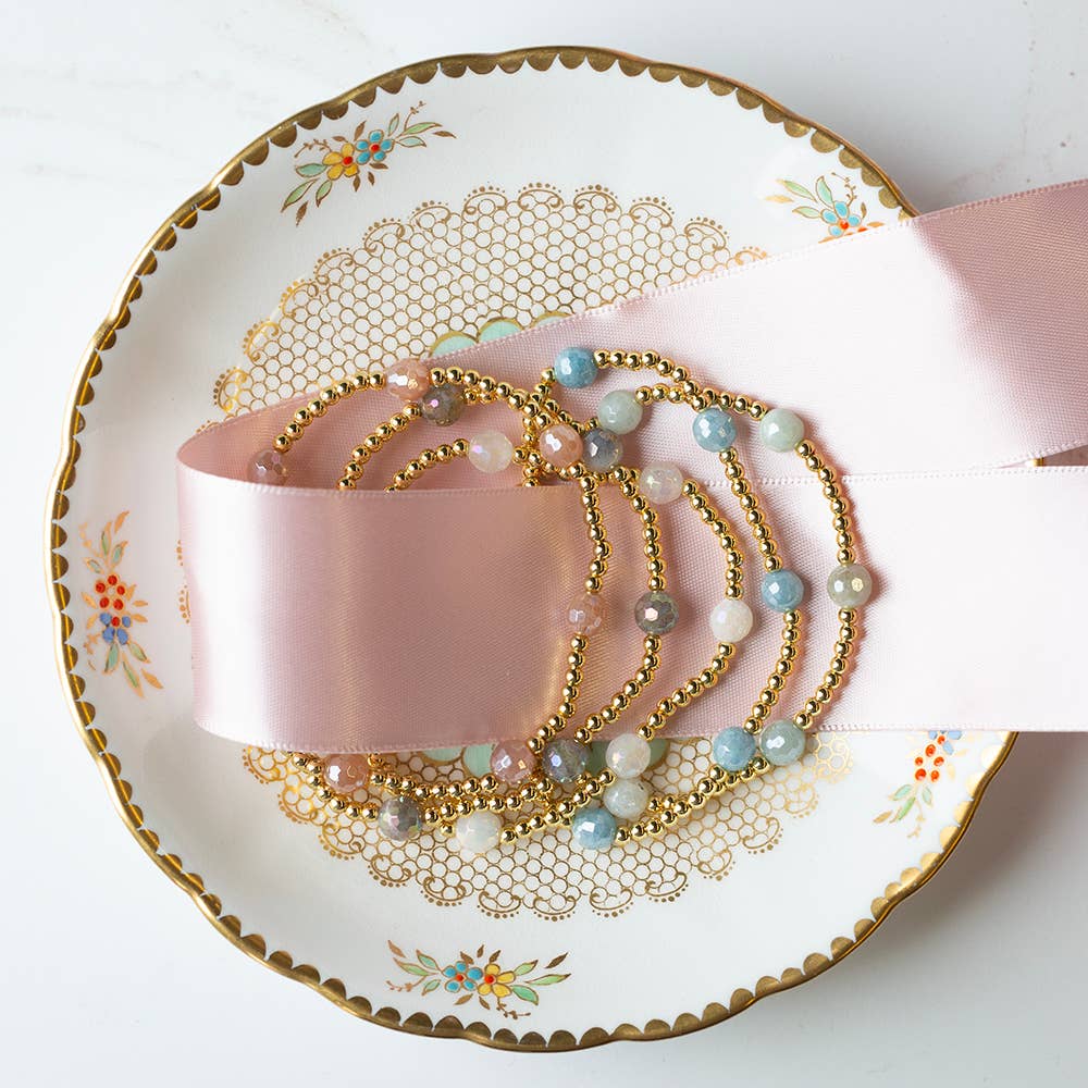 Gold Beaded Bracelets-Dot, Labradorite