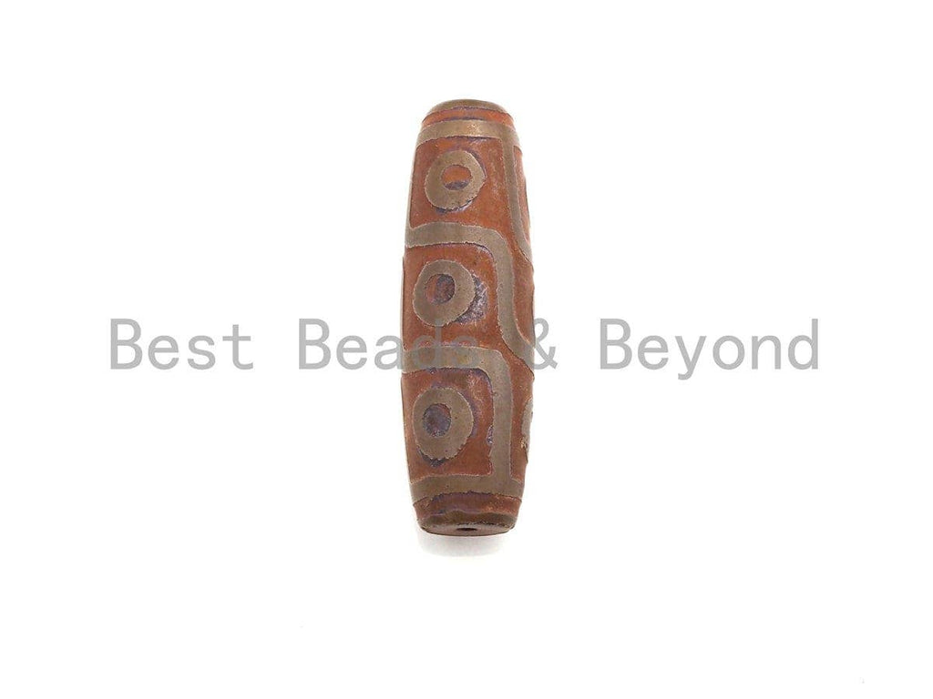 Mega Size Natural Tibetan Agate Beads, 22x72mm Focal Barrel Shape Brown Tibetan Agate Bead, DZI Agate, sku#U892