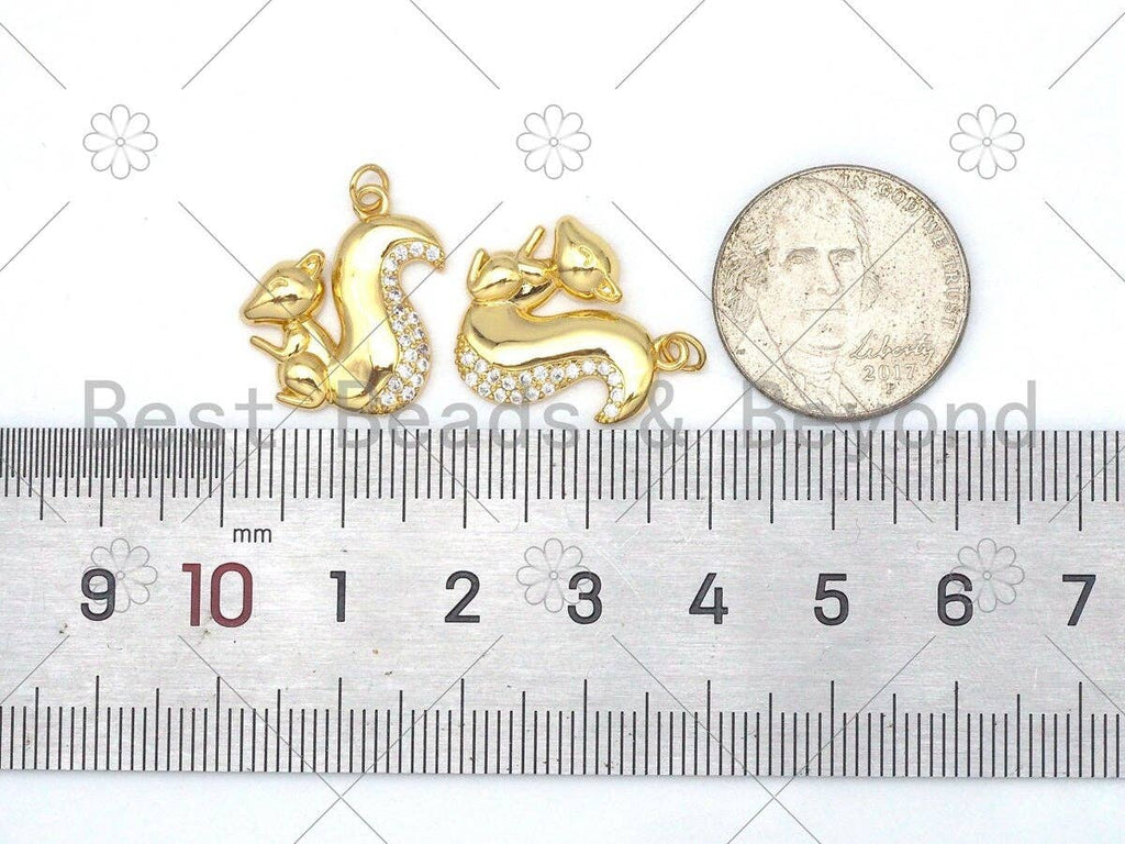 CZ Micro Pave Squirrel Shape Pendant/Charm, 18K Gold Filled Squirrel Charm, Necklace Bracelet Charm Pendant,17x19mm,Sku#Y478