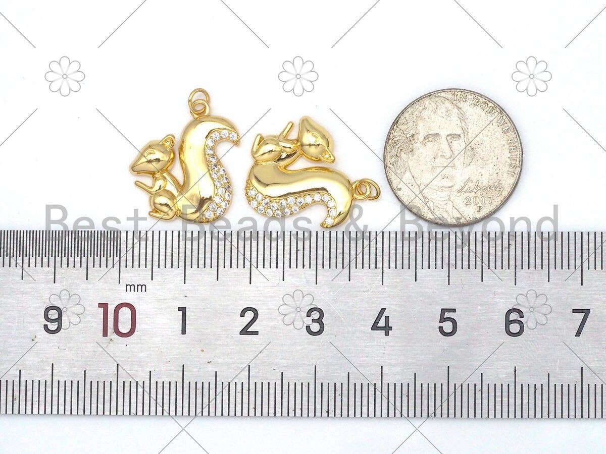CZ Micro Pave Squirrel Shape Pendant/Charm, 18K Gold Filled Squirrel Charm, Necklace Bracelet Charm Pendant,17x19mm,Sku#Y478