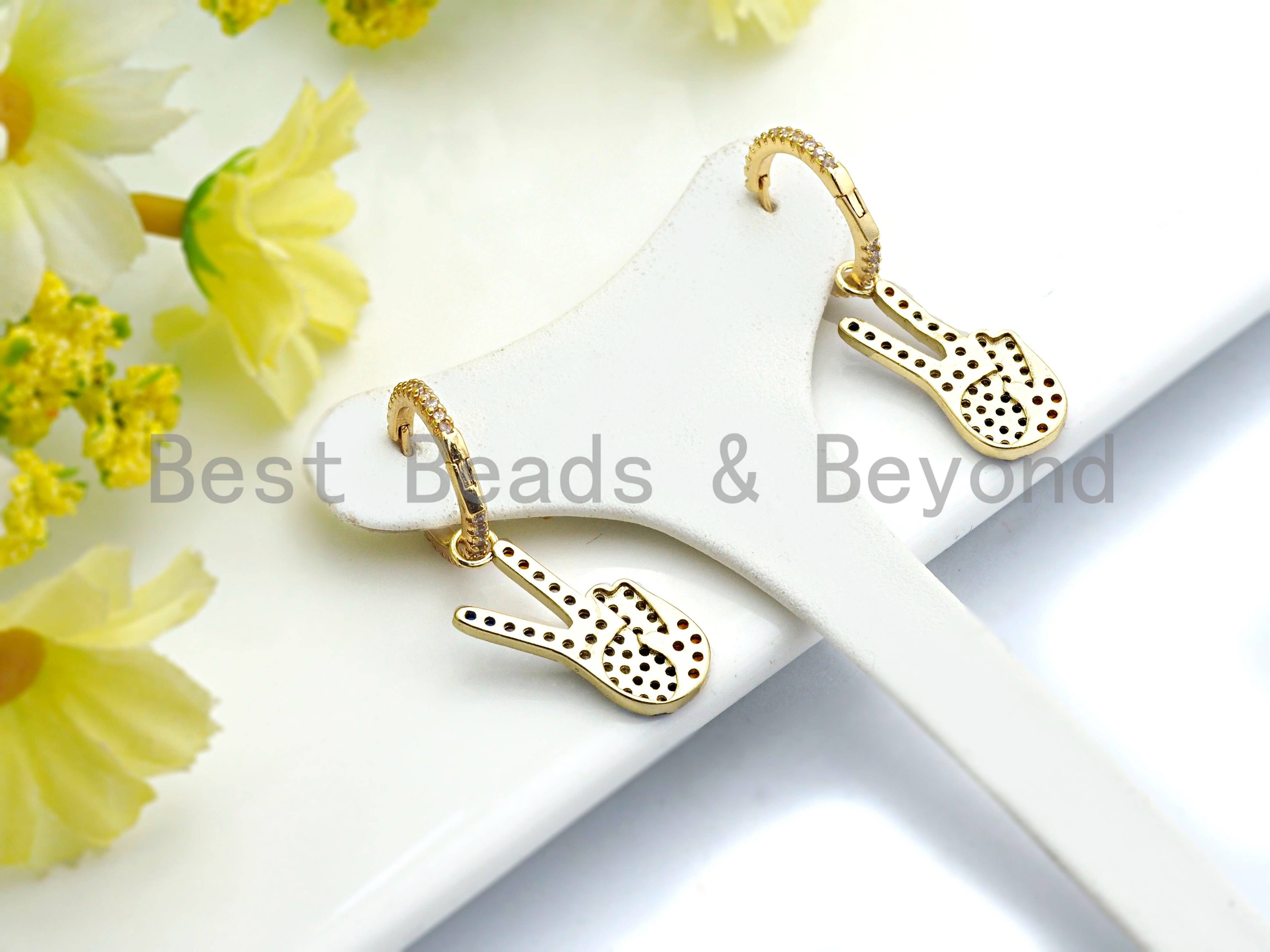 CZ  Victory Sign Hoop Earrings, Sku#J55