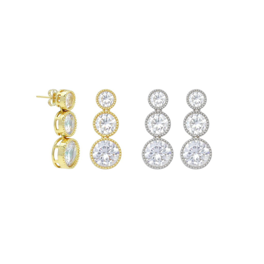 Big Crystal Graduate Round Stud Earrings, Sku#LX709