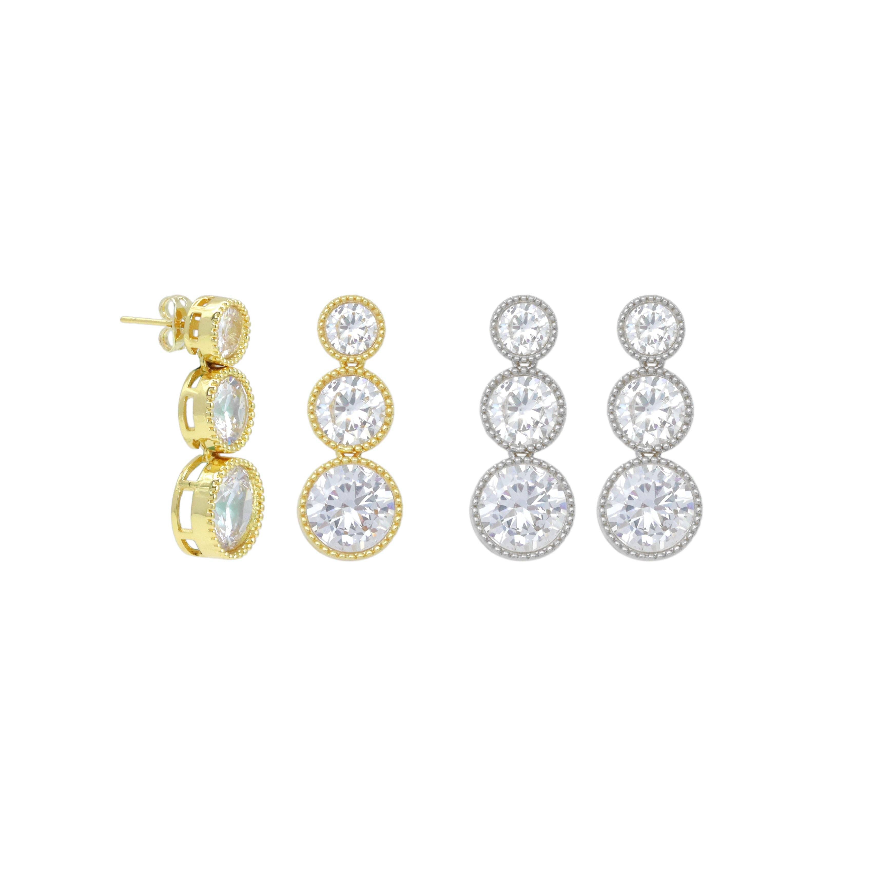 Big Crystal Graduate Round Stud Earrings, Sku#LX709