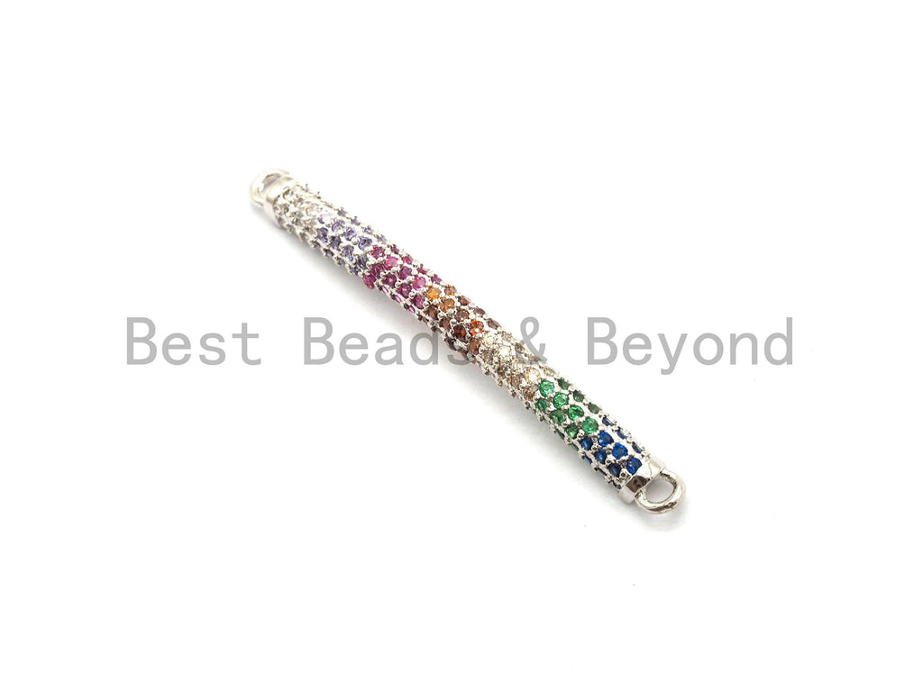 Rainbow CZ Micro Pave Bar Connector for Bracelet/Necklace, Link Connector, Spacer Connector, 3x36mm,sku#E432C