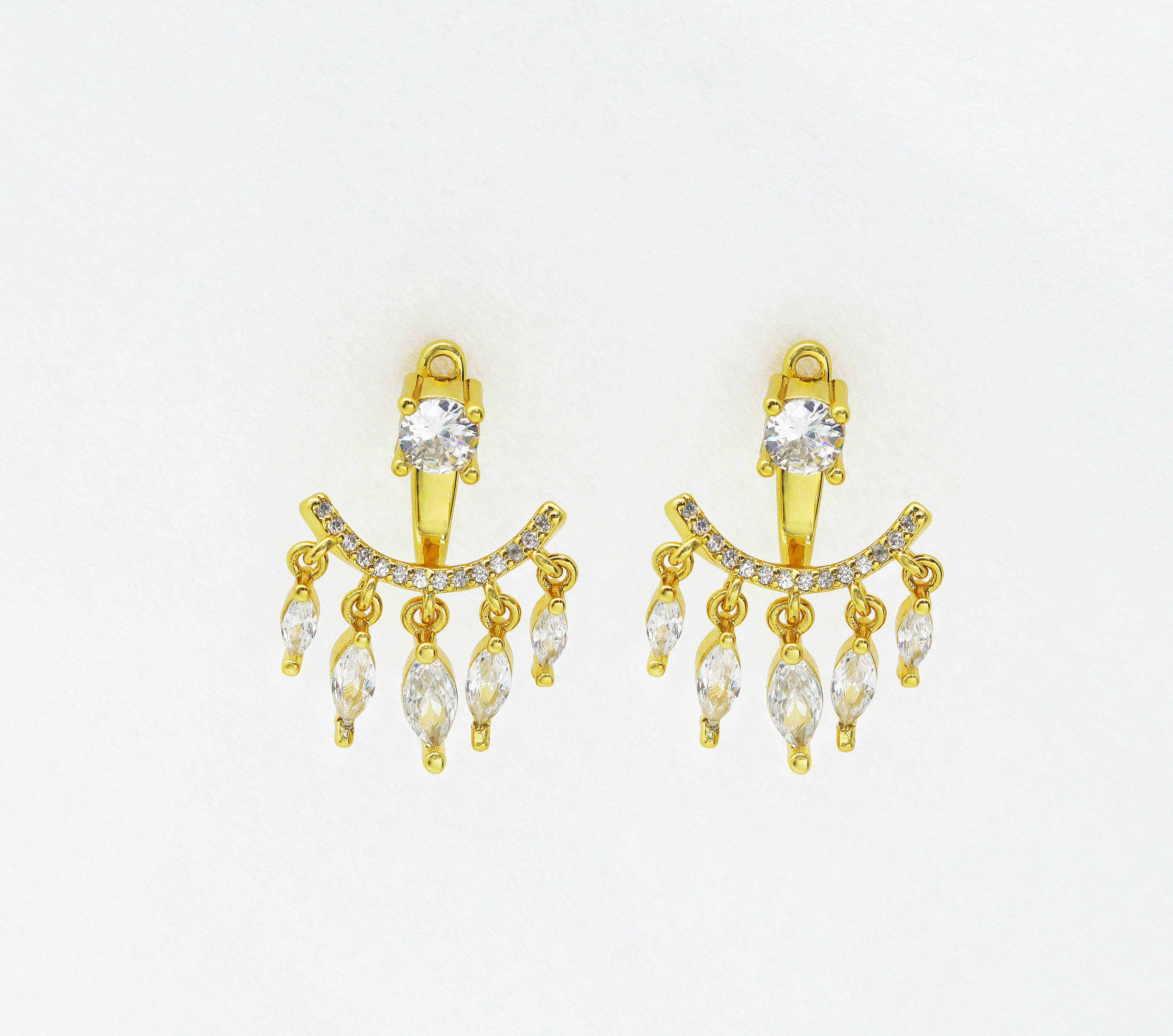 CZ Tassel Stud Earrings, Sku#J358