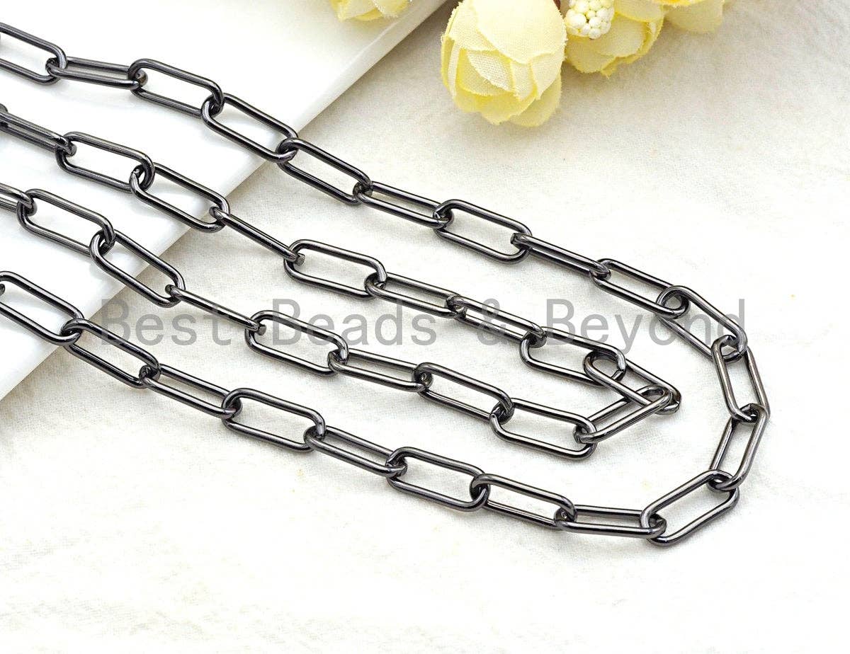 7x16mm Paper Clip Chain by Yard,  18K Real Gold Plated/ Gunmetal / Silver/ Rose Gold Paper Clip Chain, Wholesale bulk Chain, sku#E500