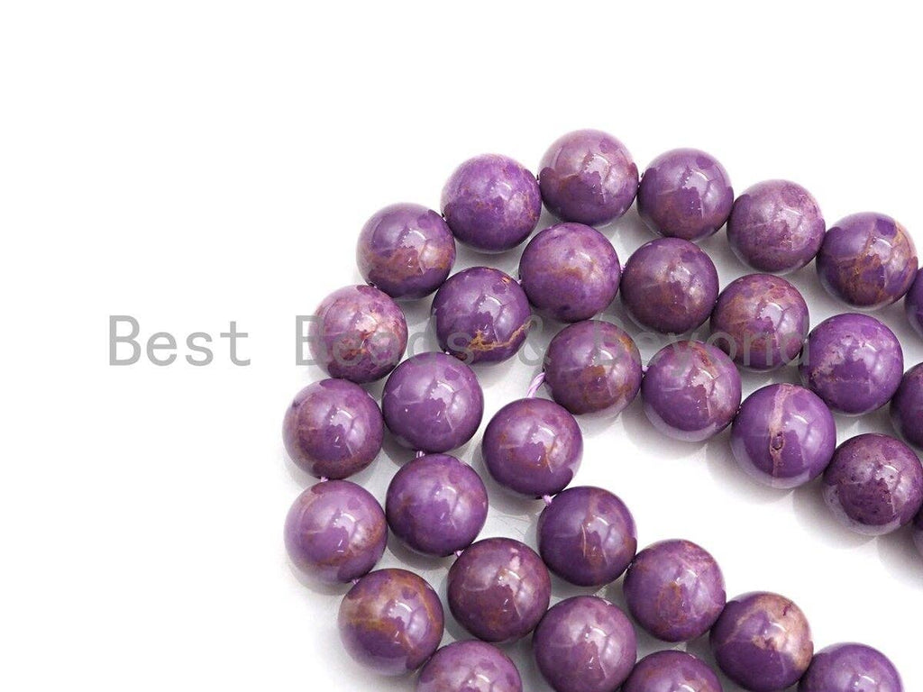 High Quality Natural Phosphosiderite Beads, 8mm/10mm Round Purple Gemstone Beads, 15.5" Full Strand, Sku#U799