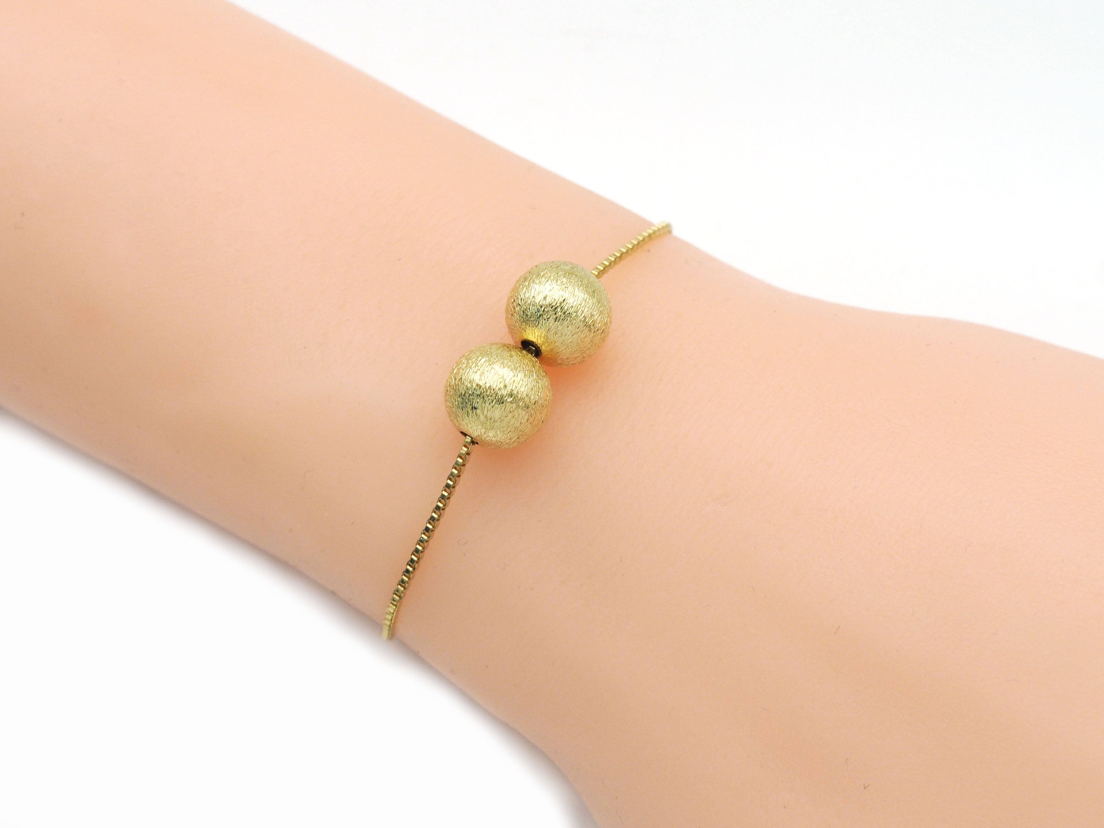 Brushed Gold Round Ball Spacer Beads, Sku#B339