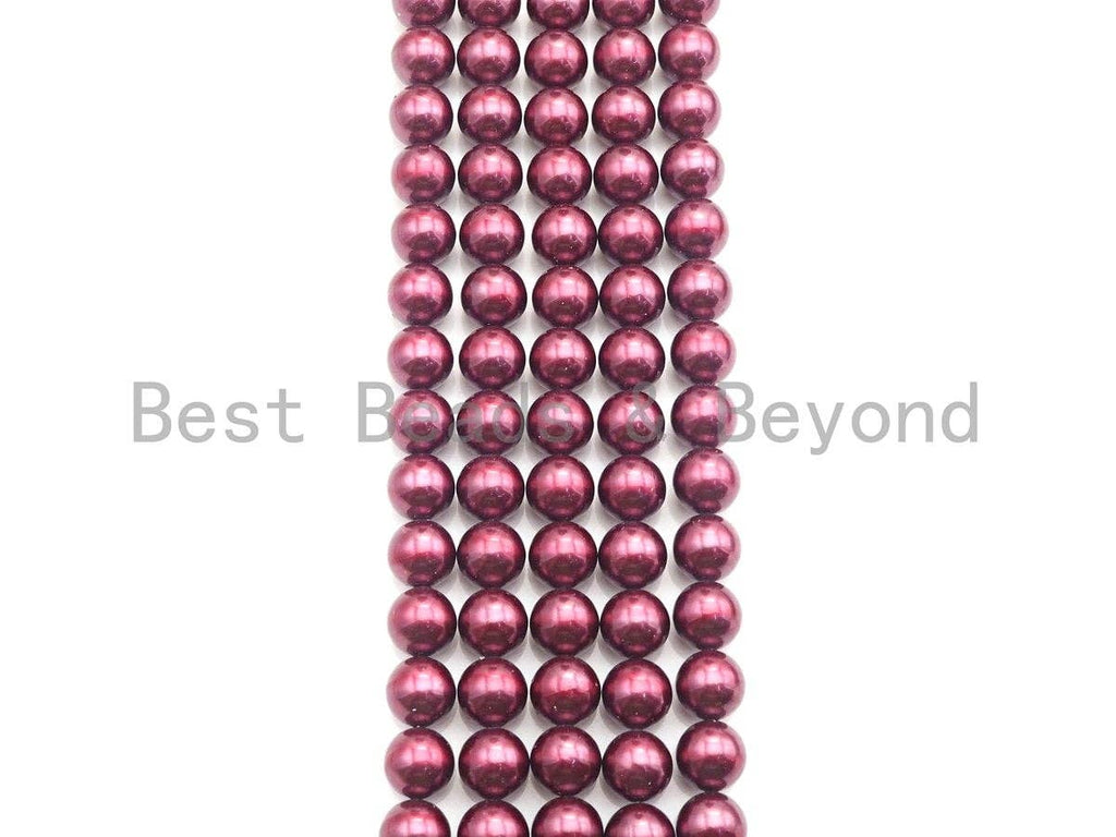 Natural Mother of Pearl Maroon Round Smooth beads, 8mm/10mm/12mm Maroon MOP Beads, 15.5inch strand, SKU#T140