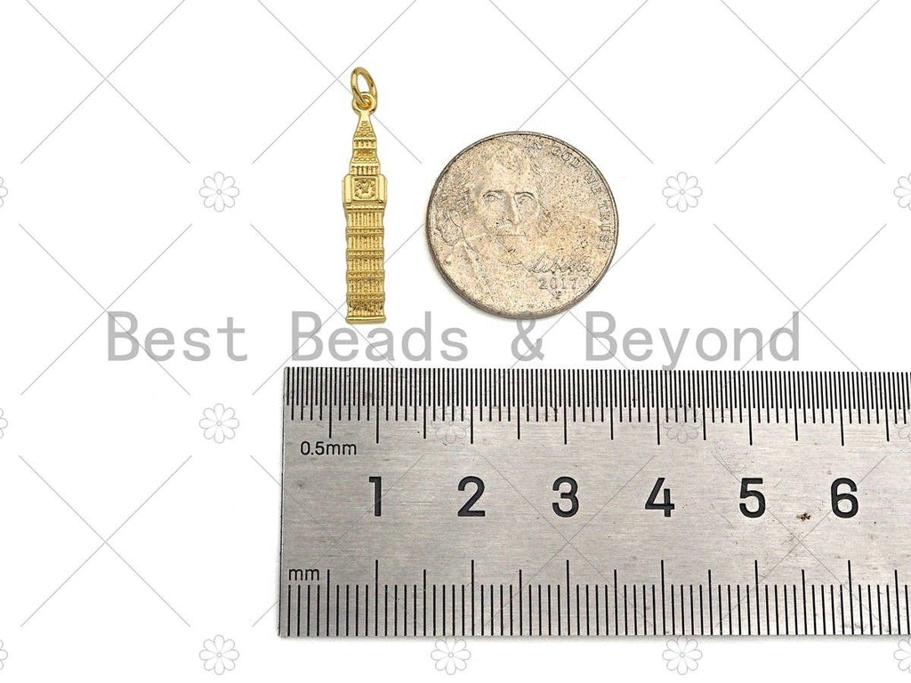 Gold Filled Bell Tower Shape Pendant, 18K Gold Filled Bell Tower Charm, Necklace Bracelet Charm Pendant, 5x26mm, Sku#Y441