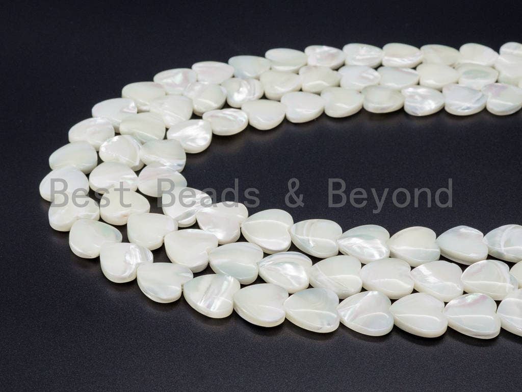 10mm/15mm/20mm HEART White Mother of Pearl, Mop Shell, White Shell, HEART Shaped Smooth Beads, 15inch Full strand, SKU#T14