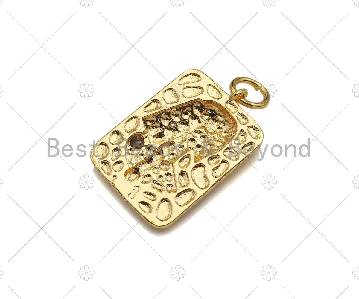 Gold Filled CZ Micro Pave Egyptian Head On Rectangle Pendant, 14K Gold Filled Medallion Charm, Necklace Bracelet Pendant, 19x13mm,Sku#ZX27