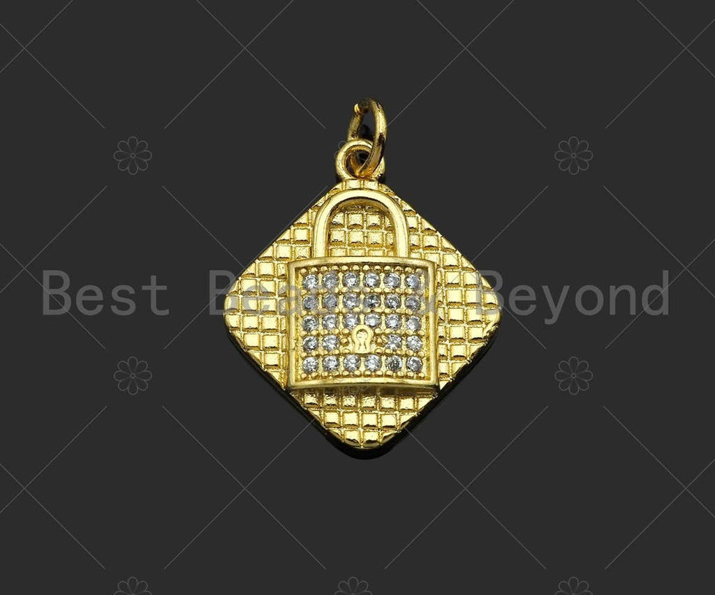 Gold Filled CZ Micro Pave Evil Eye Moon Heart Star Lock Medallion Pendant, 18K Gold Filled Charm,Necklace Bracelet Pendant,17x20mm,Sku#LK325