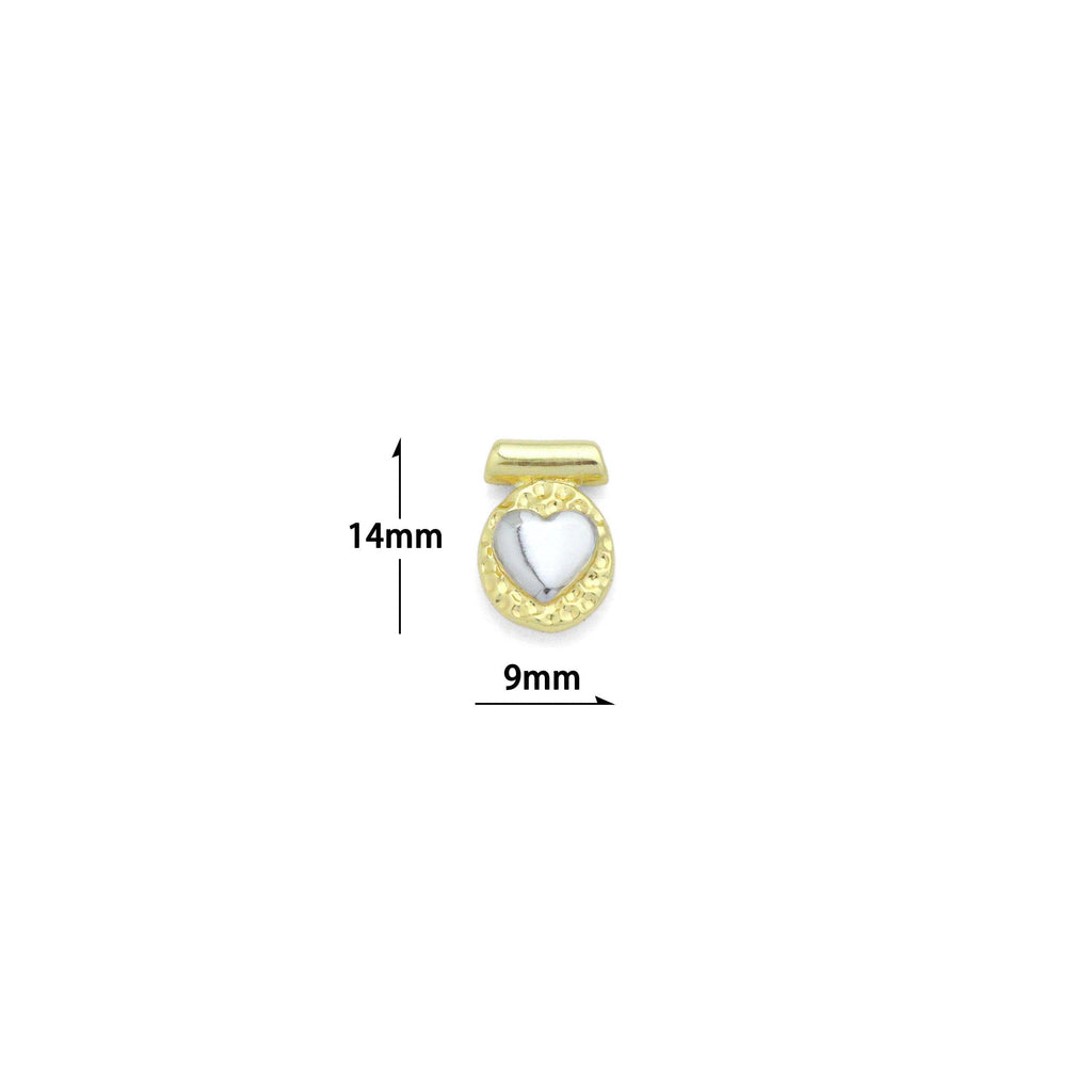 CZ Dual Color  Heart Charm Pendant, Sku#LK1183