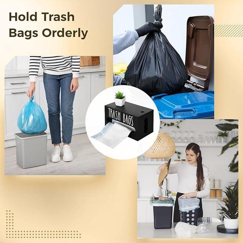 Bag Saver - Extra Large 2 in 1 Plastic Bag Holder,Durable Grocery Bag Storage, Hanging Trash Bag Dispenser Roll Organizer for Home Kitchen,Multi-Purpose for Daily,Wall Mount Cabinet Wood Bathroom Toilet Paper Holder Dust Bin