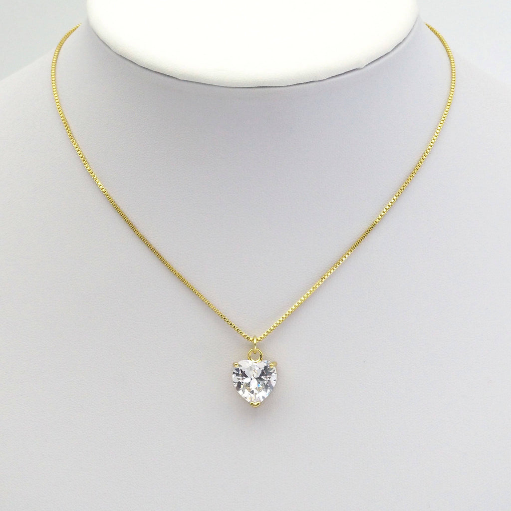 Gold Colorful Crystal Heart Charm, Sku#LX272