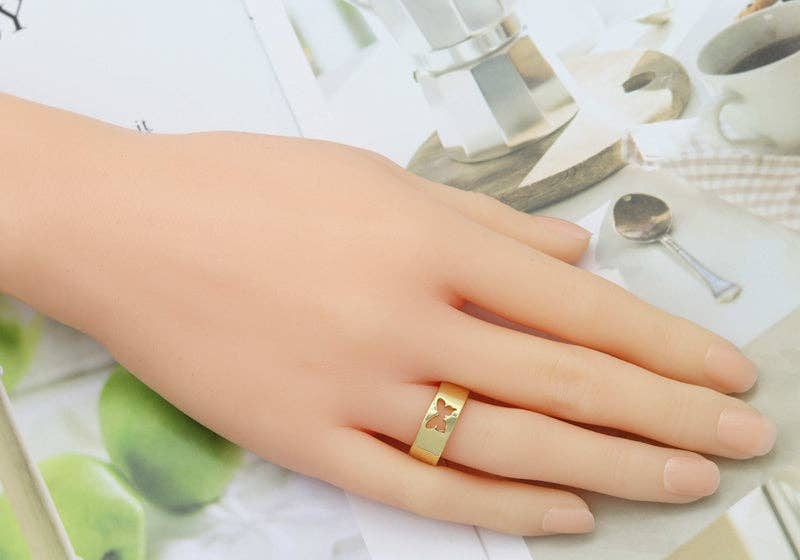 Gold Hollow Out Butterfly Band Ring, Sku#JL134