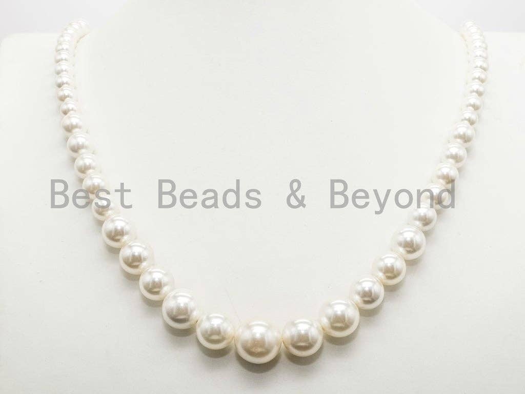 Natural Graduated MOP Round Smooth Beads, 8-16mm, Sku#U46