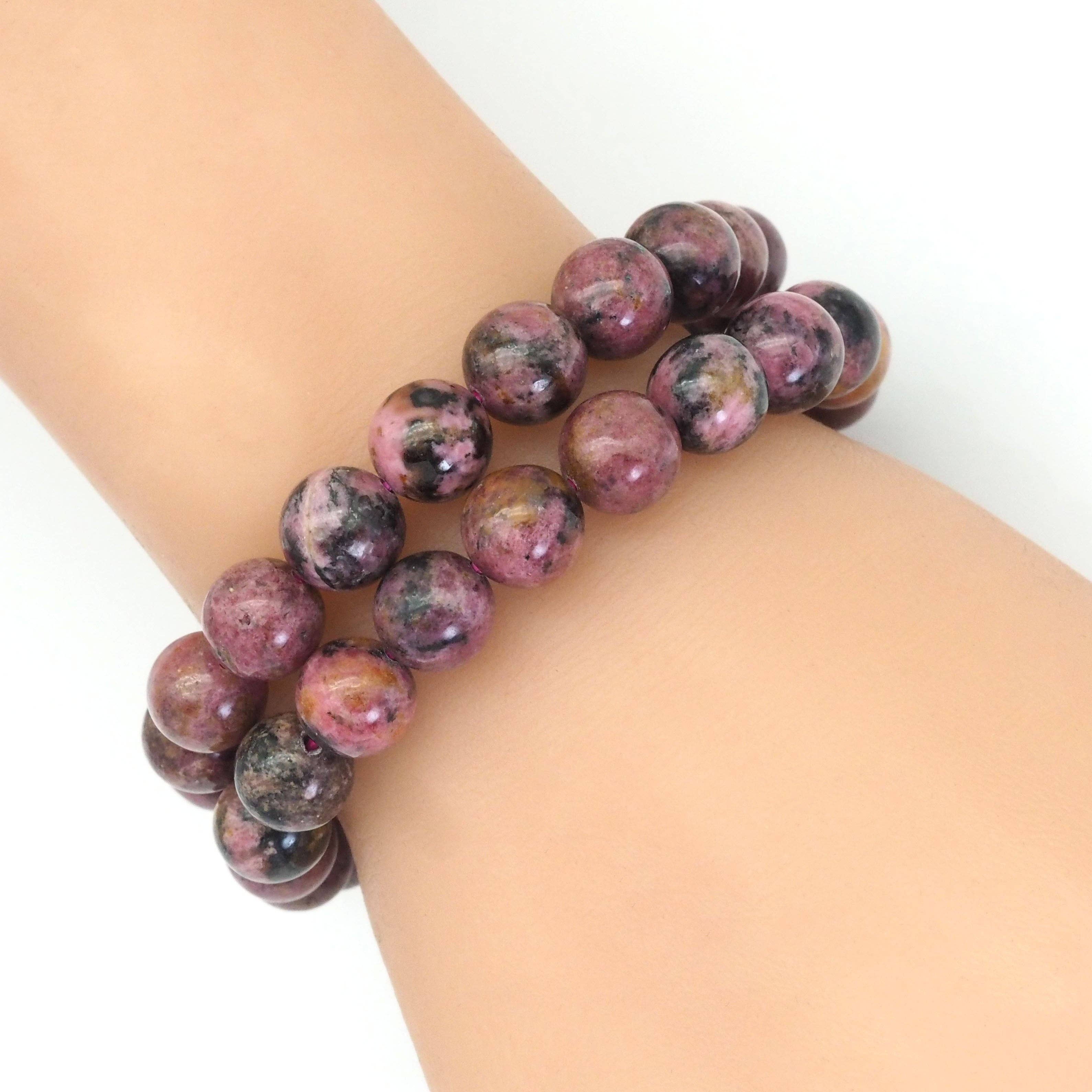 Genuine Rhodochrosite Smooth Stretchy Bracelet, Sku#EF413