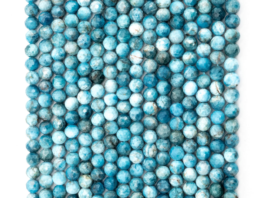 High Quality Natural Blue Apatite Faceted beads, 6mm/8mm/10mm Round Apatite beads,15.5inch full strand, SKU#U237