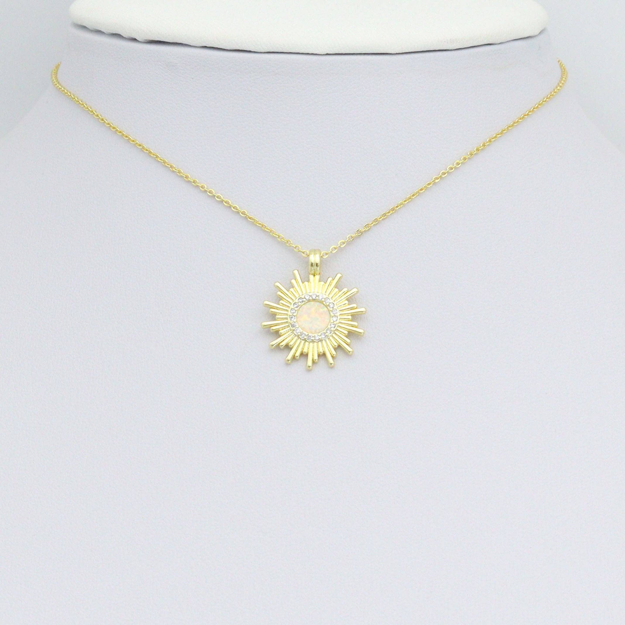 Clear CZ Rainbow Opal Sunburst Sunflower Charm Pendant, Sku#LX809