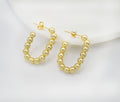 Gold Silver Ball Oval Hoop Earrings, Oval Earrings, Sku#J366