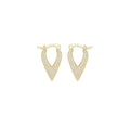 CZ Gold Long V Point heart shape Latch back Earrings, Sku#LX633