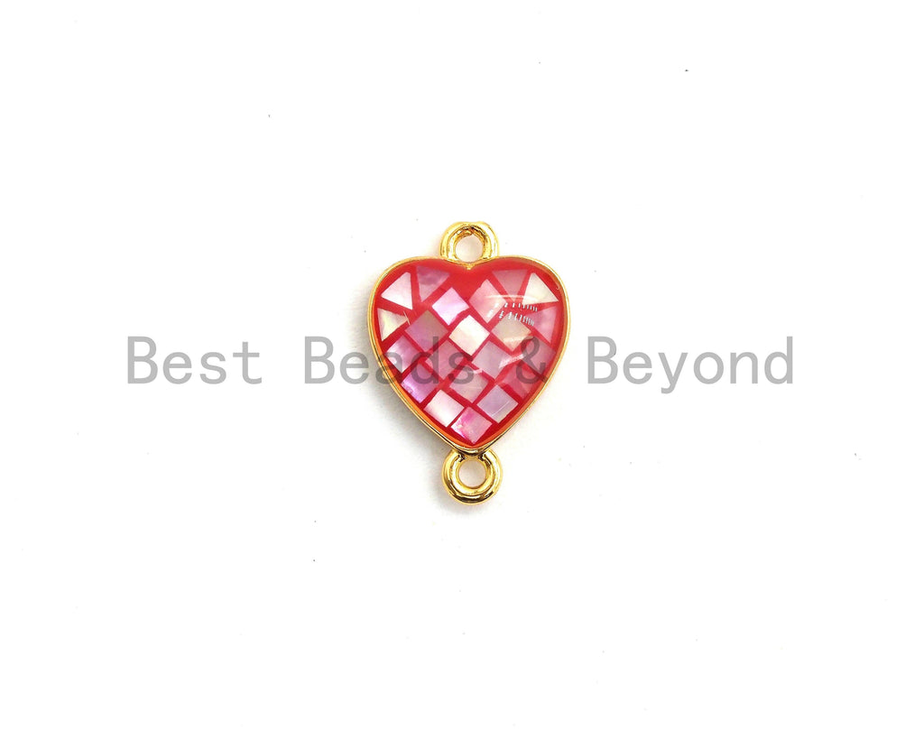 100% Natural Heart Shape Hot Pink Connector with Gold/Silver Plated Edging, Fuchsia pink Connector, Shell Connector, 10x14mm,SKU#Z276