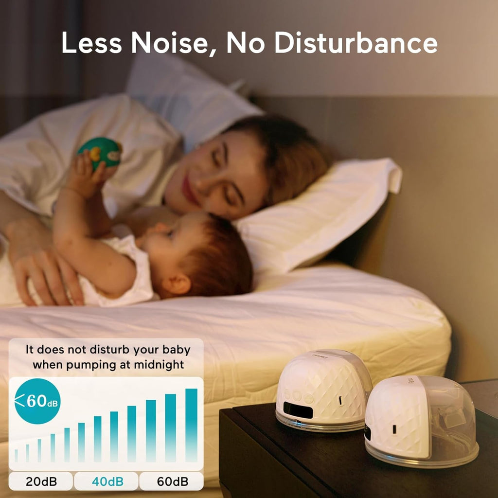 Paruu P10 Hands-Free Breast Pump Wearable, 338Mmhg Strong Suction, Low Noise, 4 Modes & 9 Levels, Electric Breast Pump Portable, Smart Display, 19/21/24/28Mm Insert/Flange, 2 Pack (White)