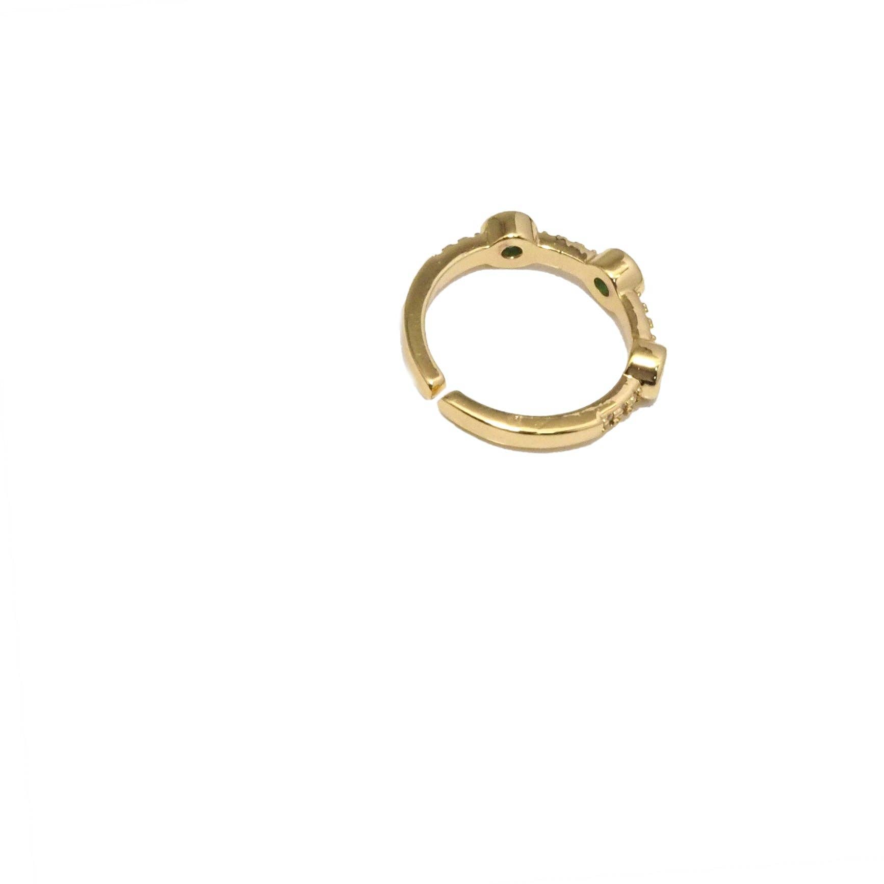 Gold Colorful CZ Stud Adjustable Ring, Sku#JL175