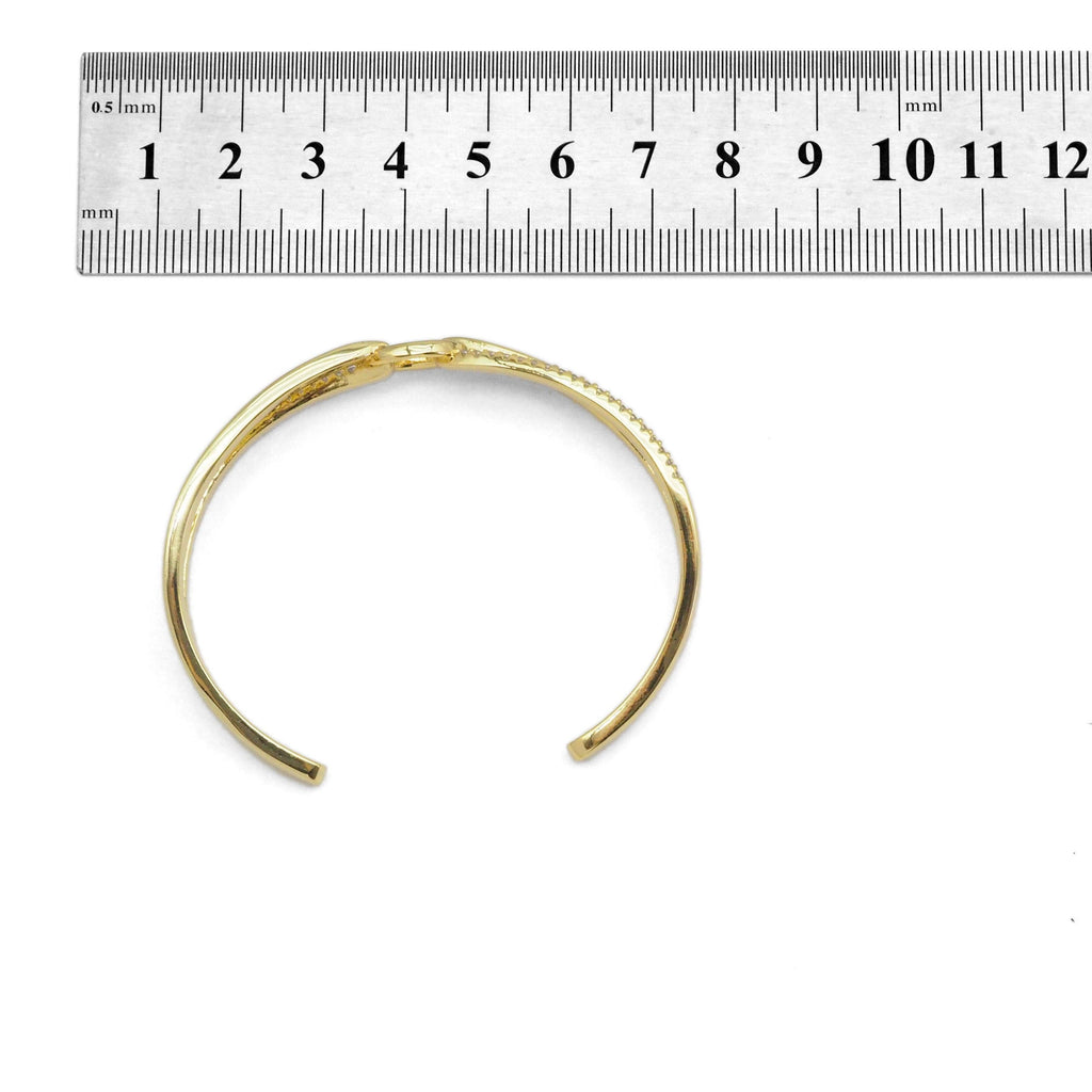 Gold CZ Cross over Adjustable Bracelet, Sku#LX290