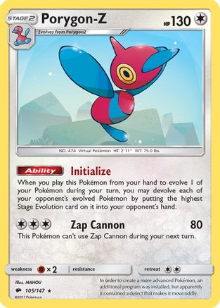Porygon-Z 105/147 - SM  Burning Shadows Reverse Holofoil
