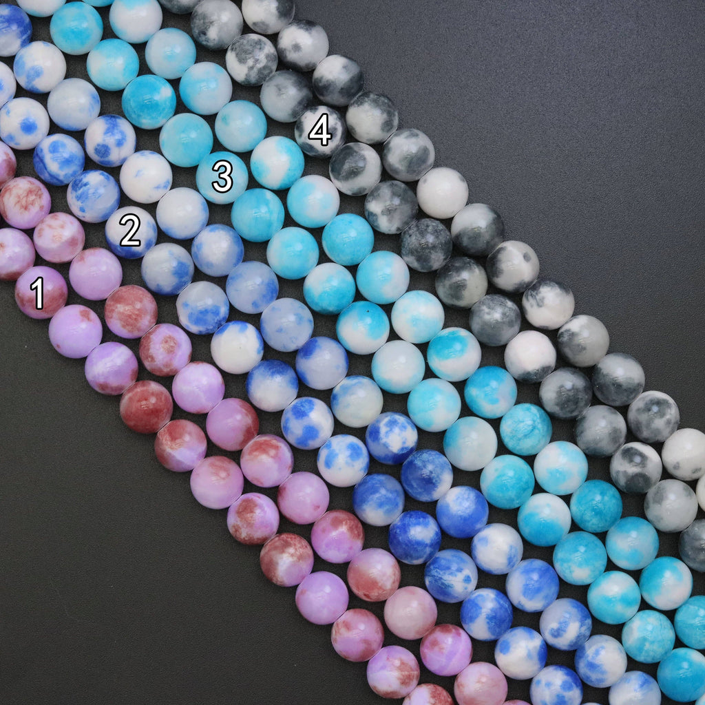Colorful Jade Round Smooth Beads, Sku#U1900