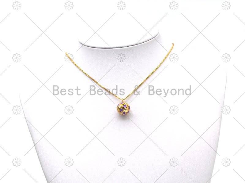 Enamel Colorful Heart Round Ball Charm, Sku#LD186