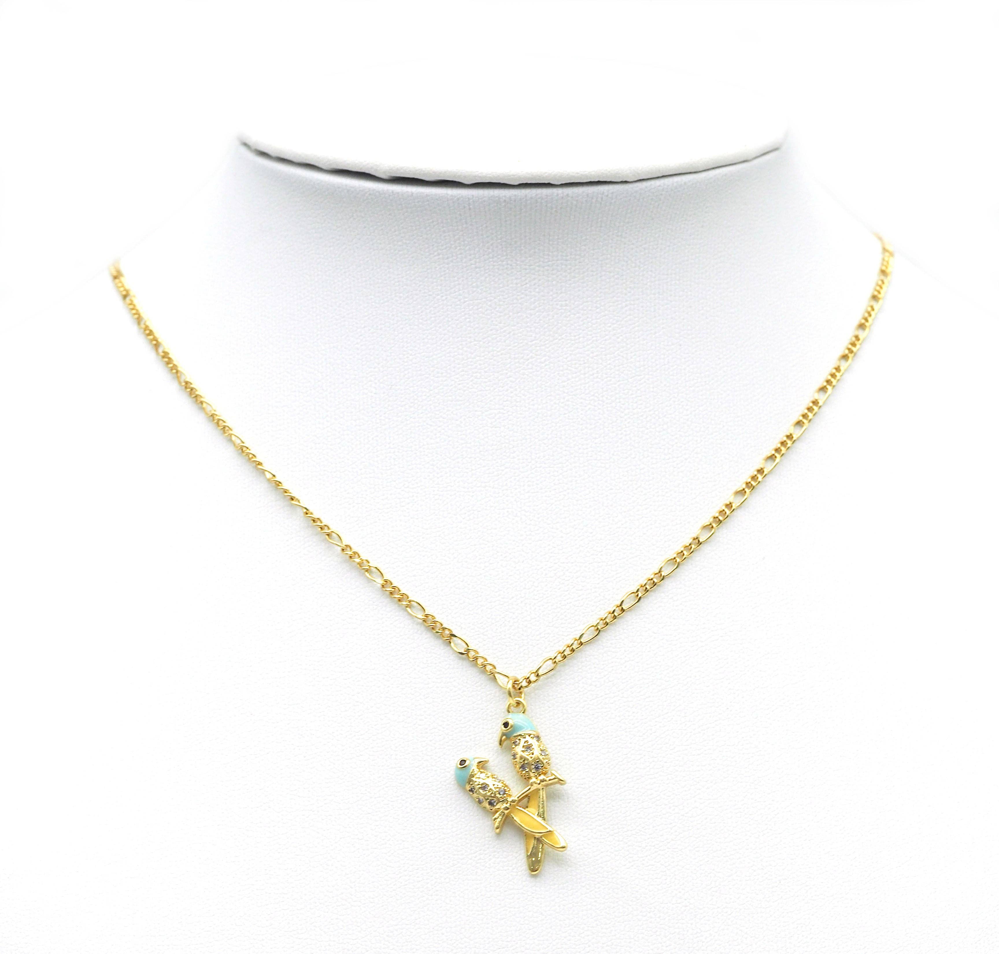 CZ Enamel Double Parrot Charm, Sku#LD302