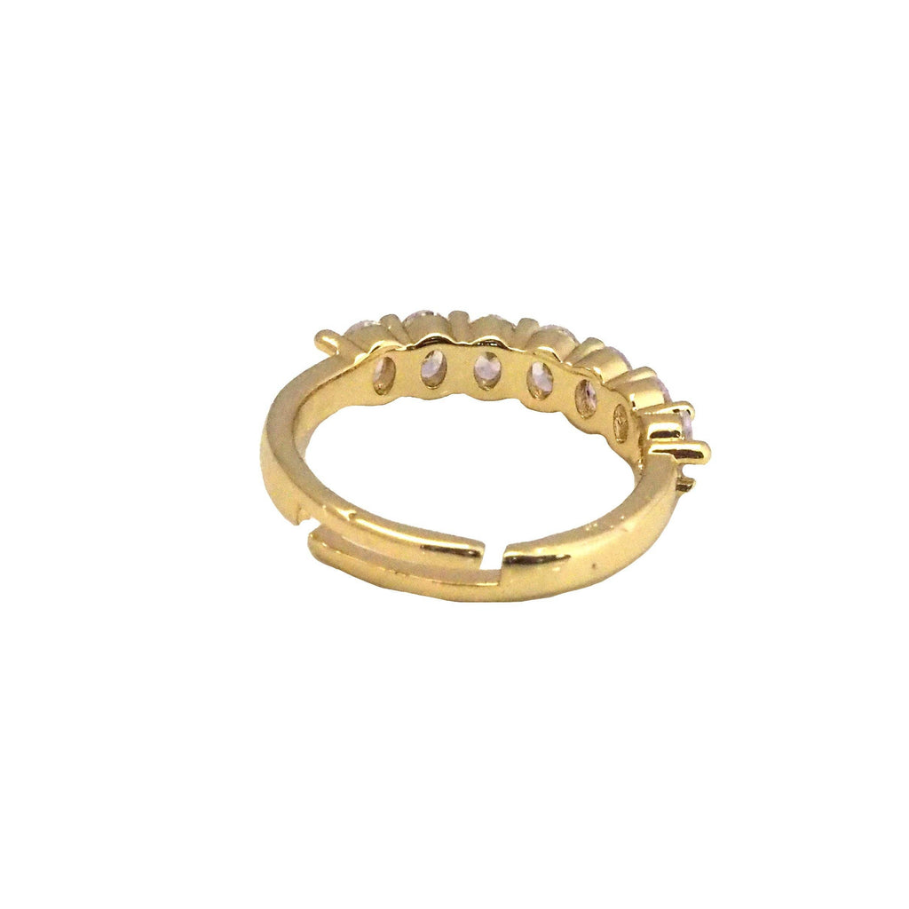 Gold Silver Green Oval CZ Adjustable Ring, Sku#LK805
