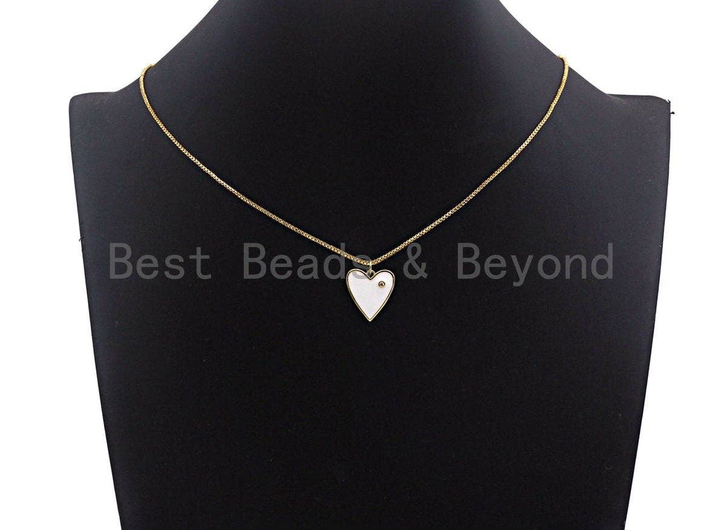 Enamel heart Pendant with CZ, Z412