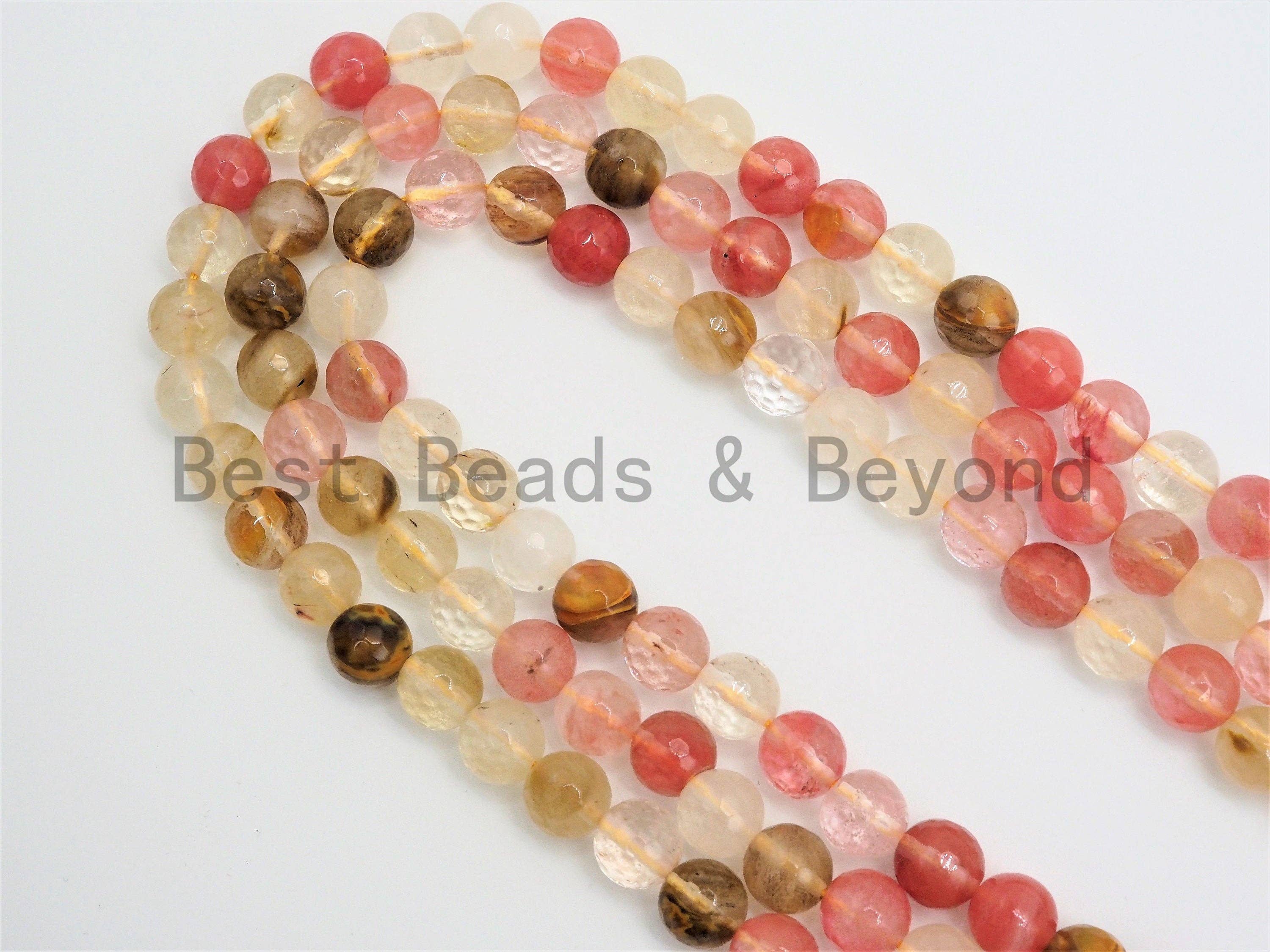 Gorgeous Strawberry Quartz Faceted Round Beads, SKU#U389