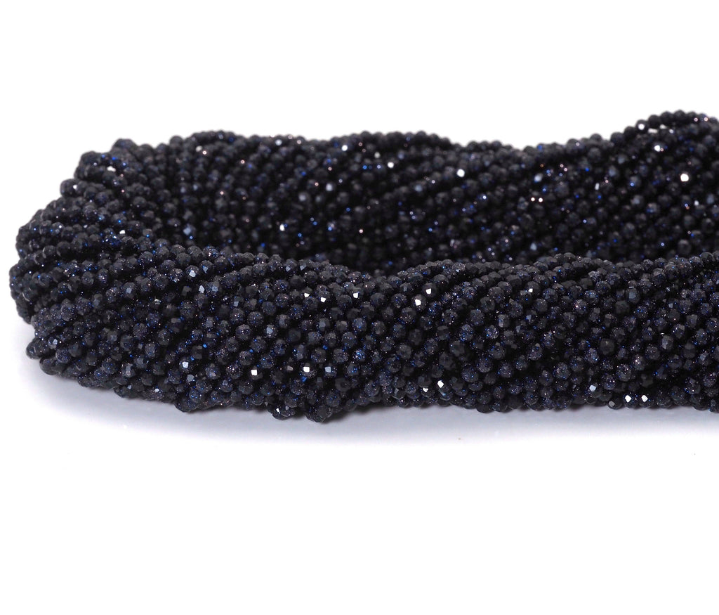 Blue Goldstone Round Faceted Beads, 2mm/3mm/4mm, Sku#U1481