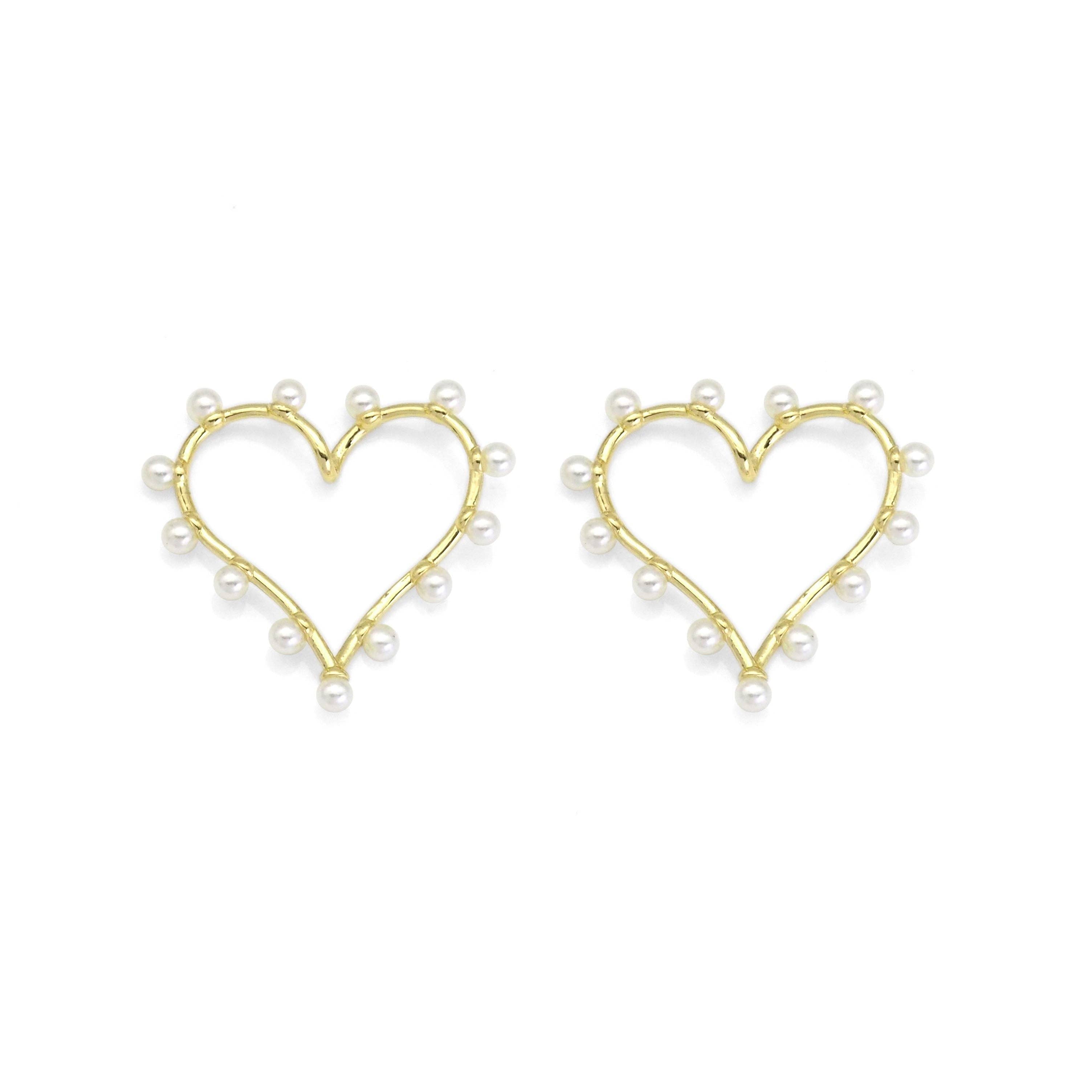 Pearl Heart Connector Pendant Charm, Sku#LK884