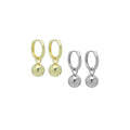 Silver Gold Dangle Ball Hoop Earrings, Sku#LX635