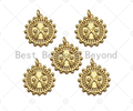 CZ Micro Pave Cross Arrows On Ferris Wheel Charm/Pendant, Round Wheel Shape Charm, Pave Pendant, Gold plated charm, 20mm, Sku#LK127