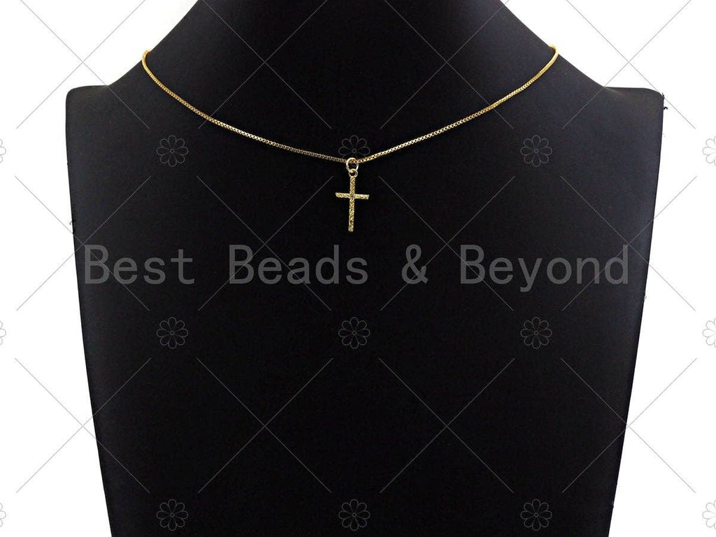 CZ Micro Pave Texturized Cross Shape Pendant/Charm, Cross Cubic Zirconia Pendant, Silver/Gold/Rose Gold/Black Tone, 11x20mm, Sku#Y279
