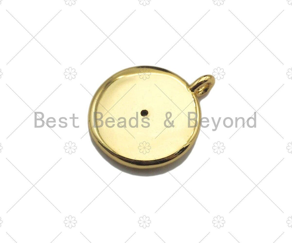 Cobalt Enamel CZ Micro Pave Evil Eye on Disc Pendant/Charm, Lucky eye Cubic Zirconia Pendant, Evil Eye Charm,13x15mm,Sku#L306