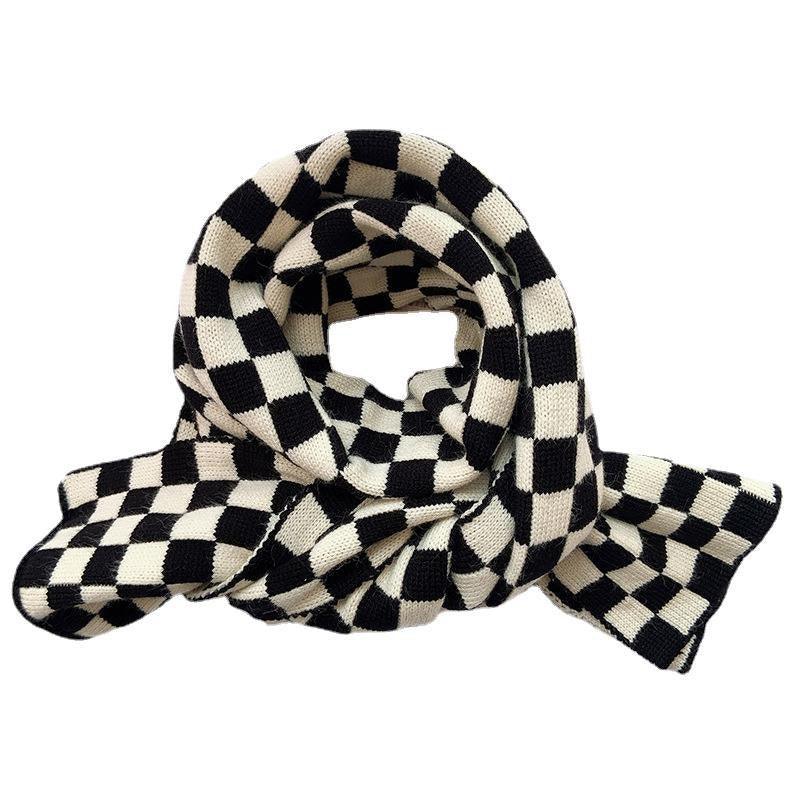 Écharpe tricotée à carreaux style cowgirl chic – Accessoire d'hiver élégant pour les cowgirls