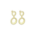 CZ Gold Double Circle Stud Earrings, Sku#LX832