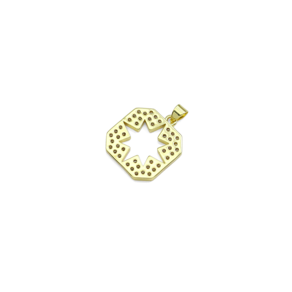 CZ Hollow Out Star On Square tag Charm, Sku#LK928